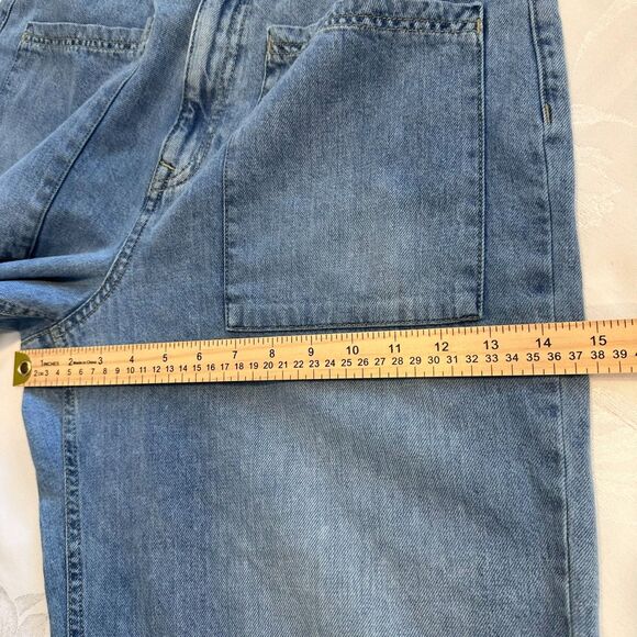 Lucky Brand Women's Size 14/32 High Rise Wide Leg Cropped Blue Denim‎ Jeans - Picture 8 of 16